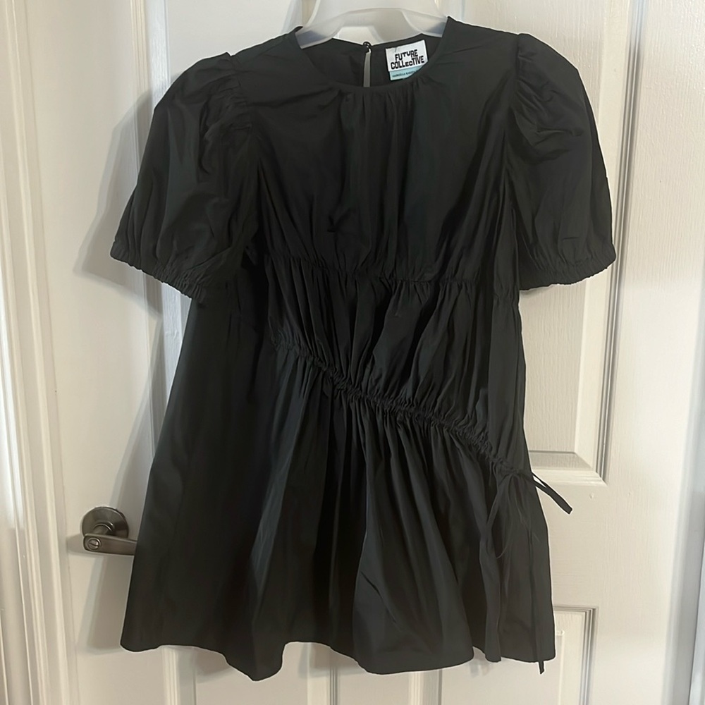 NWOT: Future Collective; Gabriella Karefa-Johnson, Black, Sleek Blouse; Sz XS